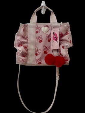 Luv Betsey by Betsey Johnson LBRUFFLE Cherry Ruffle Mini Tote Bag Pink NWT